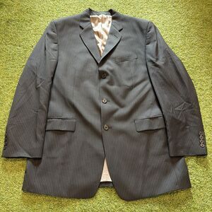 Calvin Klein Men’s 42L Black Pinstripe Sport Coat Blazer Jacket